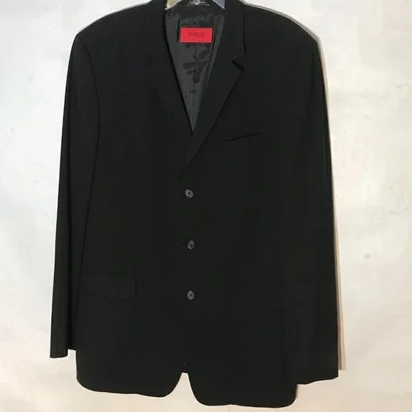Hugo Boss Black Sport Coat Jacket Blazer size 44L Suit Designer 3 Button WooL - Picture 3 of 12